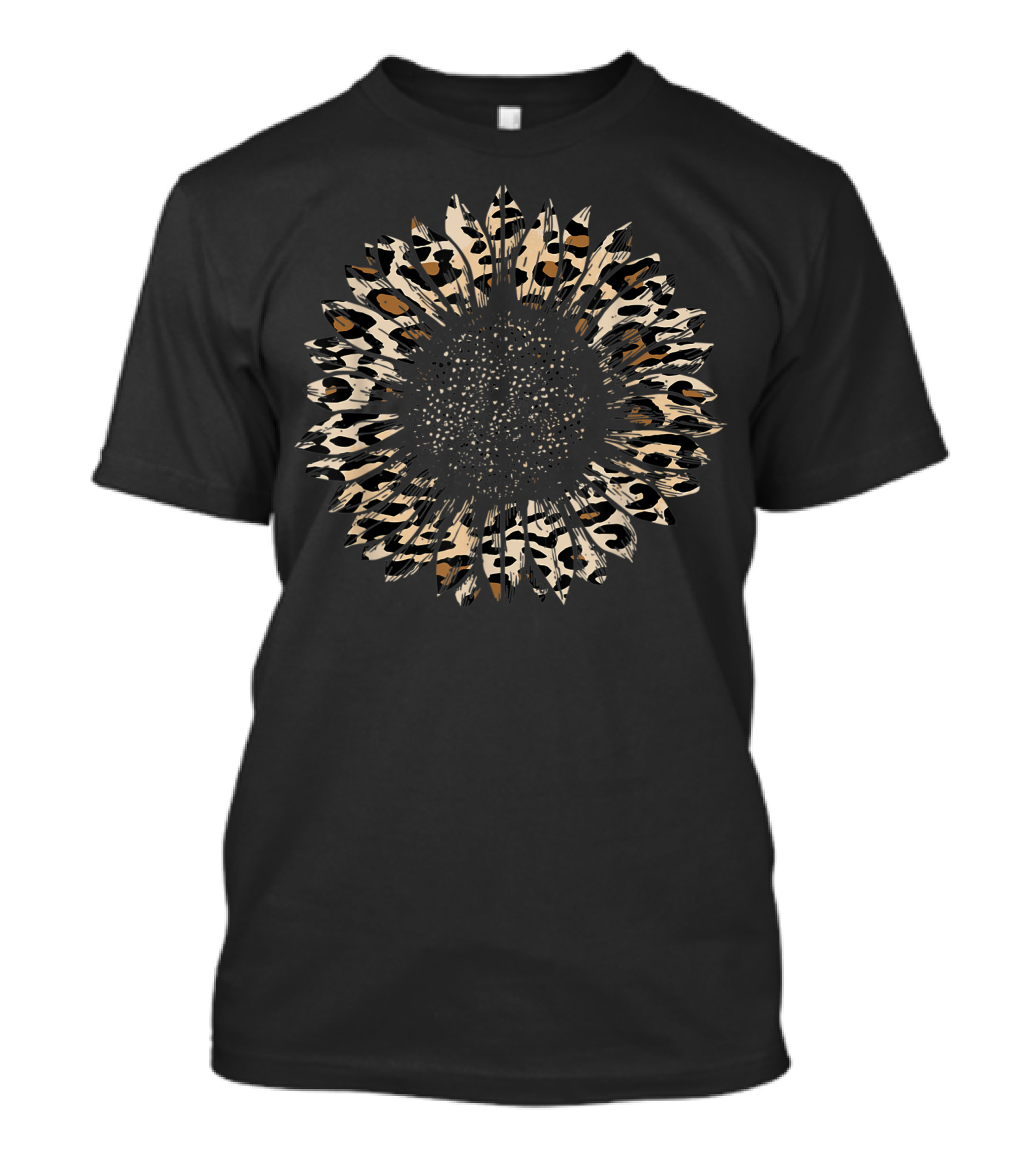 Cheetah Leopard Sunflower Hippie Wildflower Floral T-Shirt