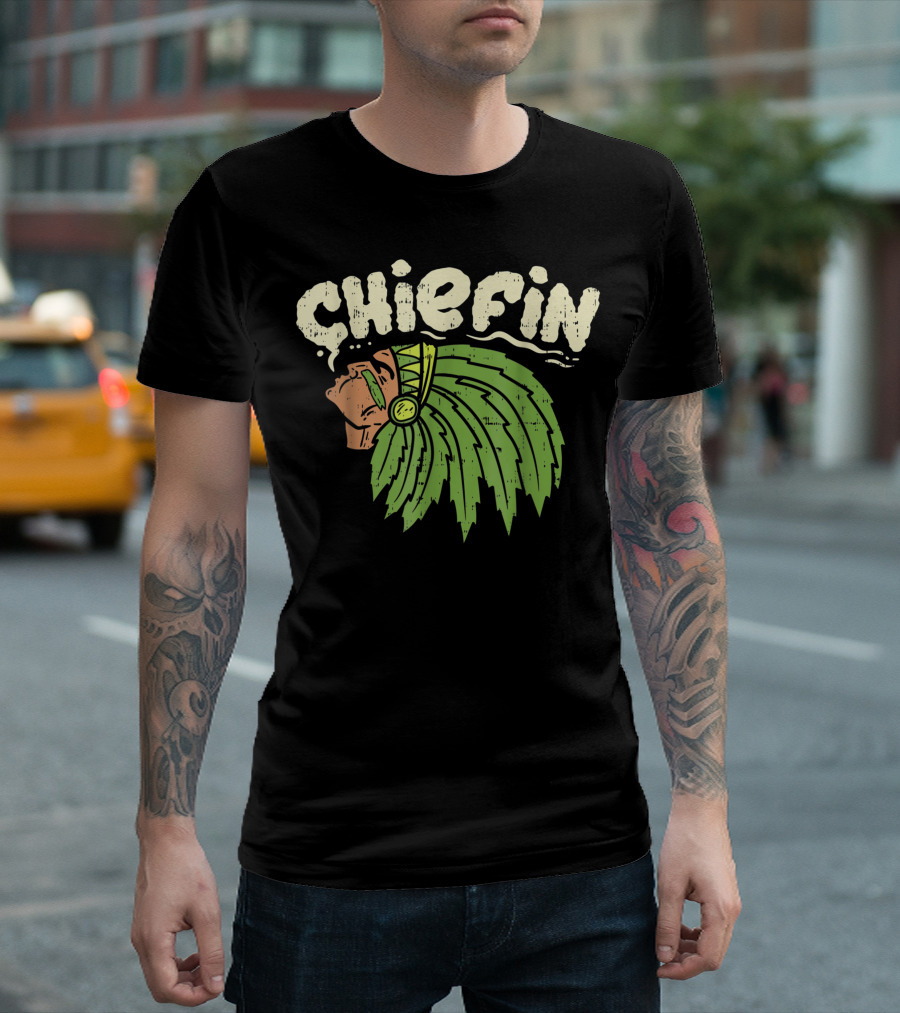 Chiefin Weed Cannabis Marijuana Native Headdress T-Shirt