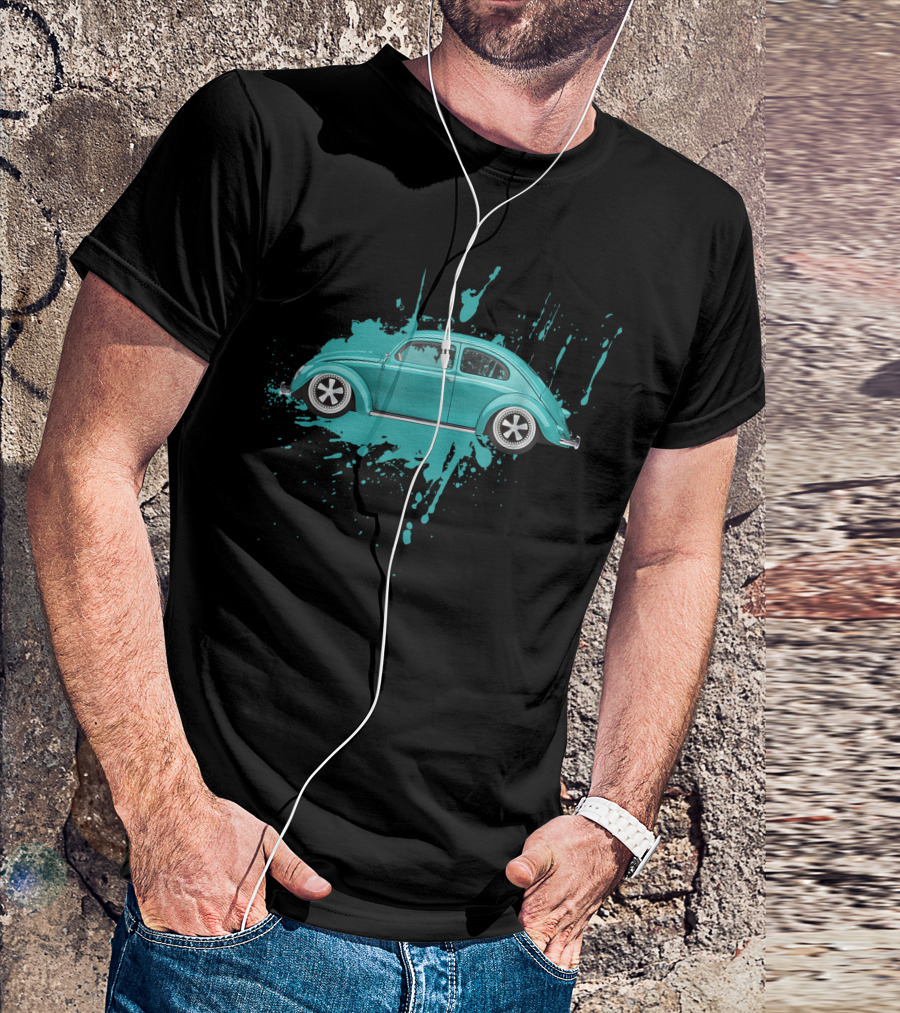 Classic Vintage Buggy Beetle Paint Splash Retro Car T-Shirt