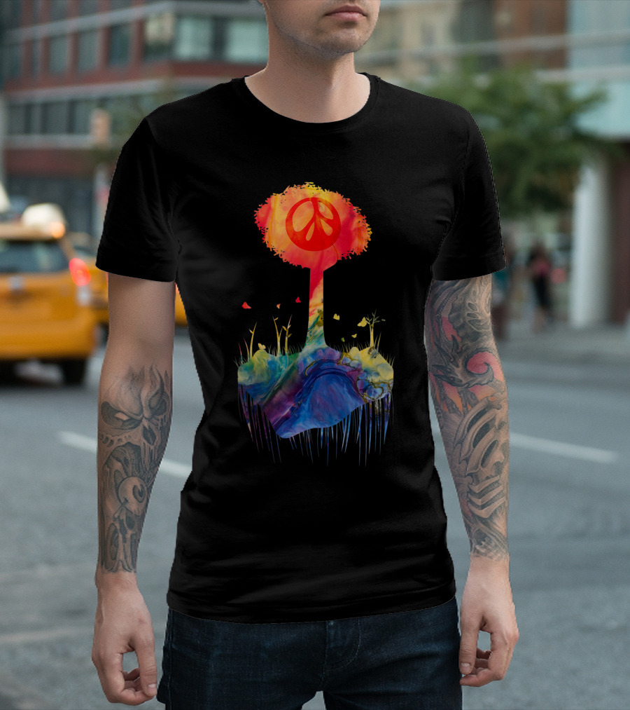 Colorful Love Peace Sign Hippie Tree Vibrant Symbol J9 T-Shirt