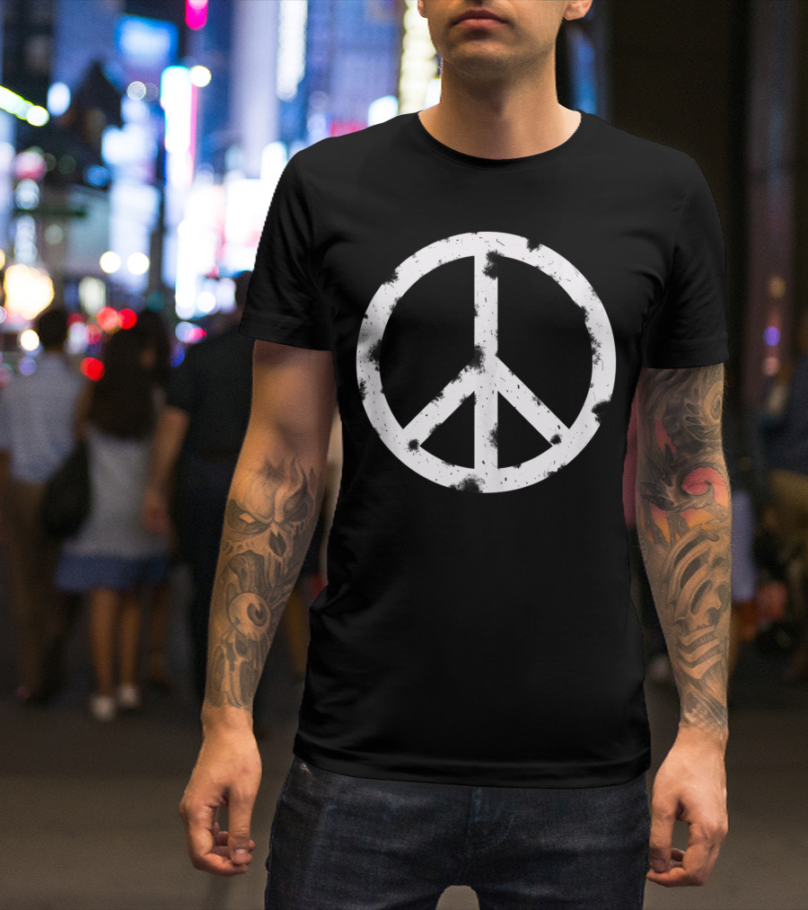 Cool Vintage Distressed Peace Sign Hippie Hippy T-Shirt