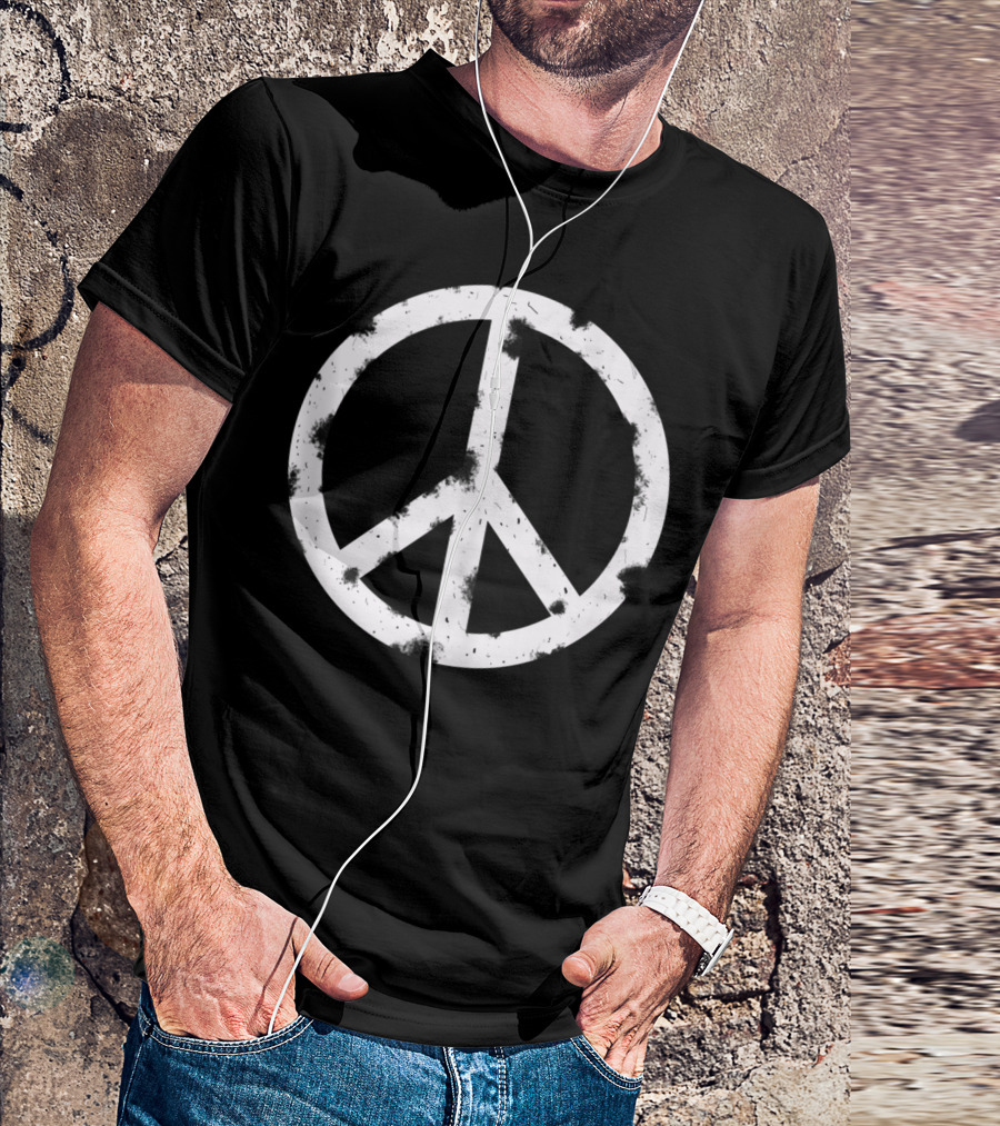 Cool Vintage Distressed Peace Sign Hippie Hippy T-Shirt