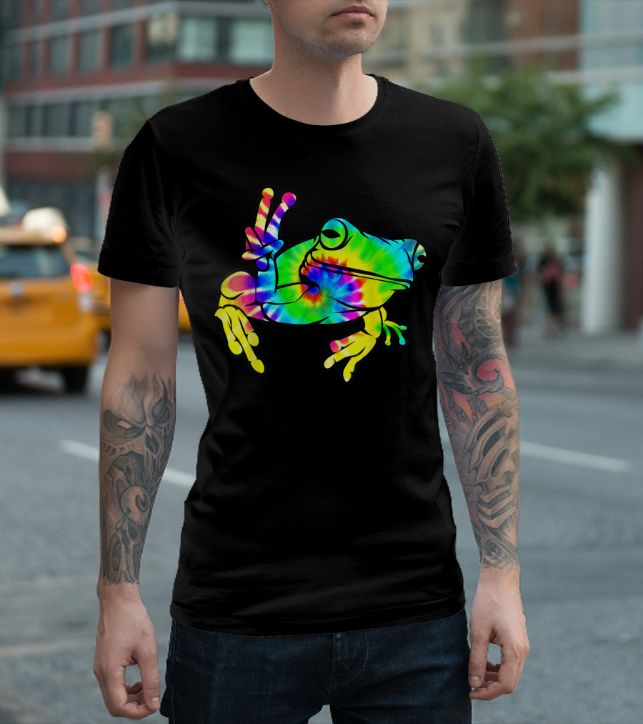 Cool Tie Dye Peace Frog Hippie Tadpole Lover Psychedelic Colorful T-Shirt
