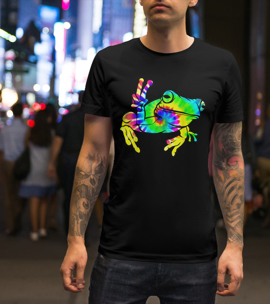 Cool Tie Dye Peace Frog Hippie Tadpole Lover Psychedelic Colorful T-Shirt