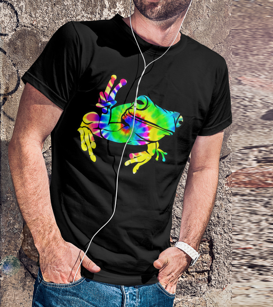 Cool Tie Dye Peace Frog Hippie Tadpole Lover Psychedelic Colorful T-Shirt