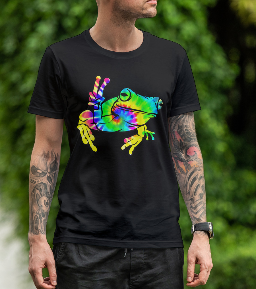 Cool Tie Dye Peace Frog Hippie Tadpole Lover Psychedelic Colorful T-Shirt