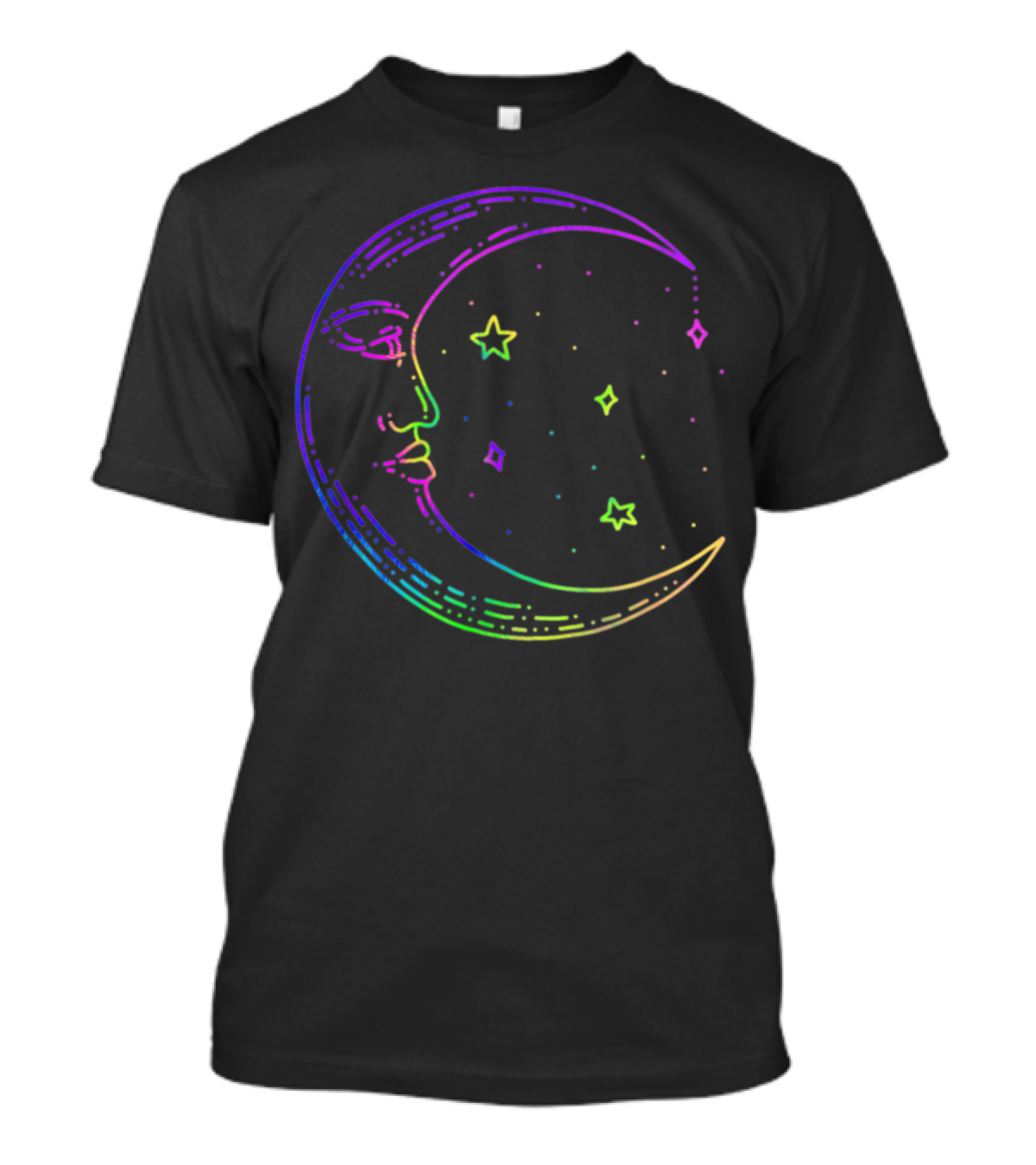 Crescent Moon Stars Celestial Mystical Boho Tie Dye T-Shirt
