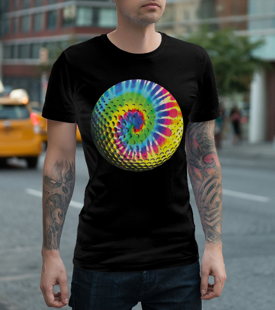Tie Dye Rainbow Colored Golf Ball T-Shirt