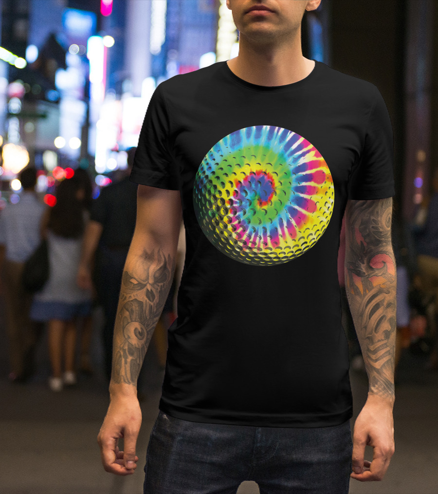 Tie Dye Rainbow Colored Golf Ball T-Shirt