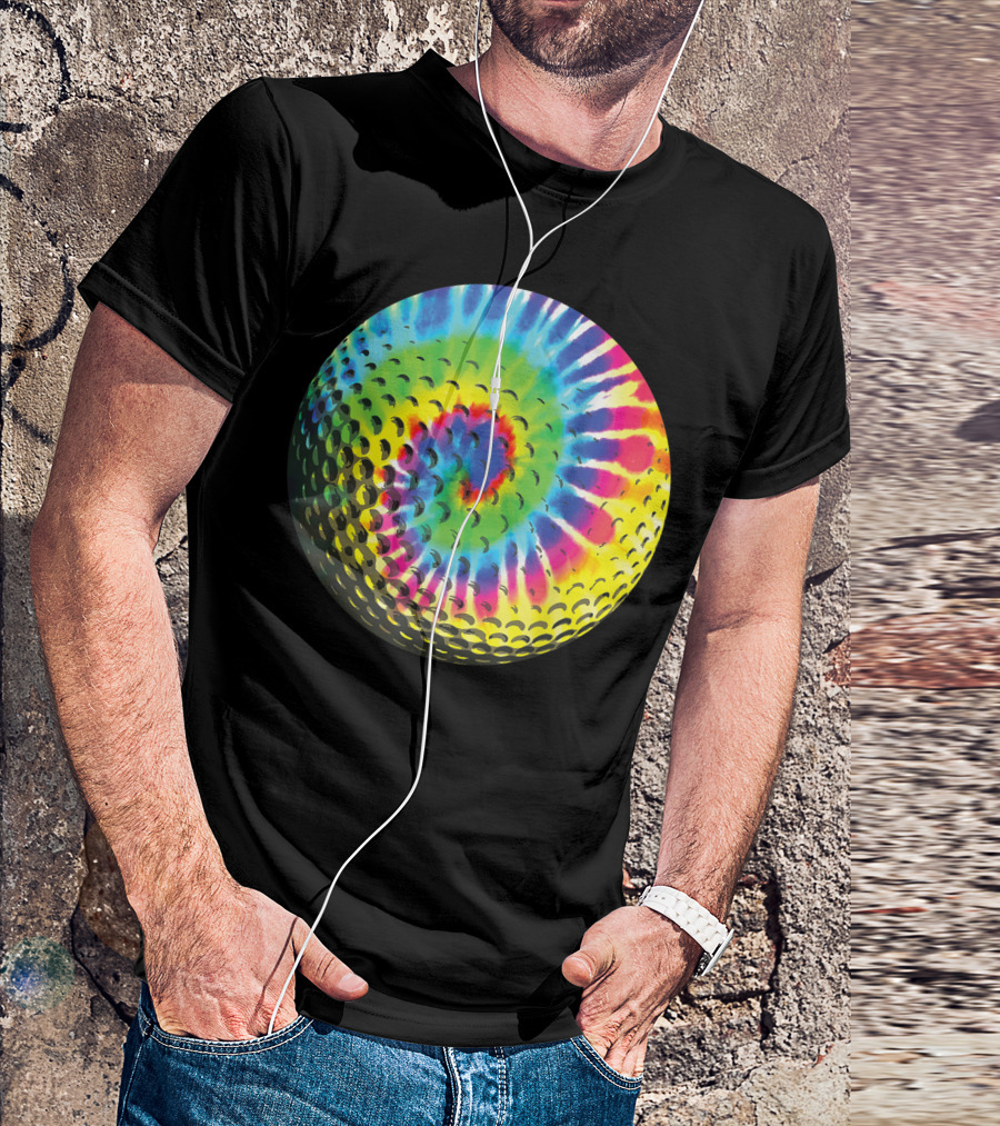 Tie Dye Rainbow Colored Golf Ball T-Shirt