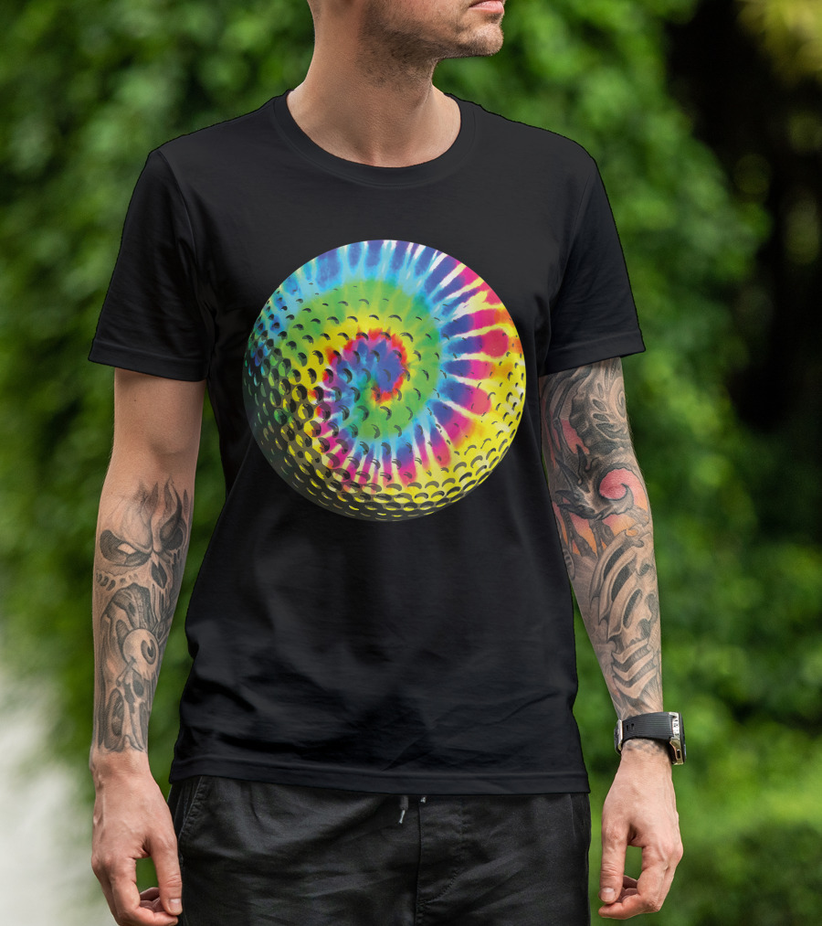 Tie Dye Rainbow Colored Golf Ball T-Shirt