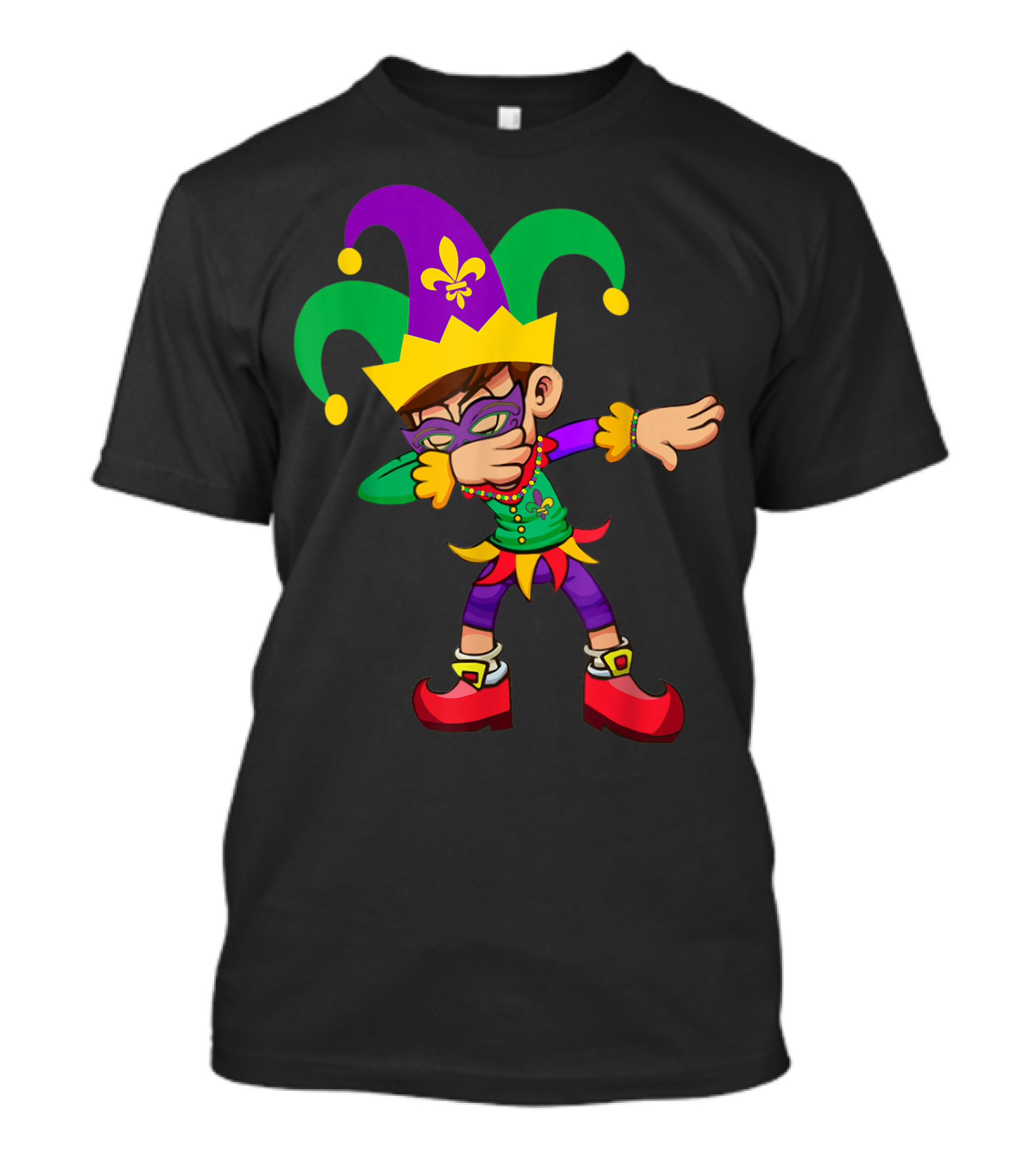 Mardi Gras Jester Dabbing Boy Fleur-de-Lis Costume T-Shirt