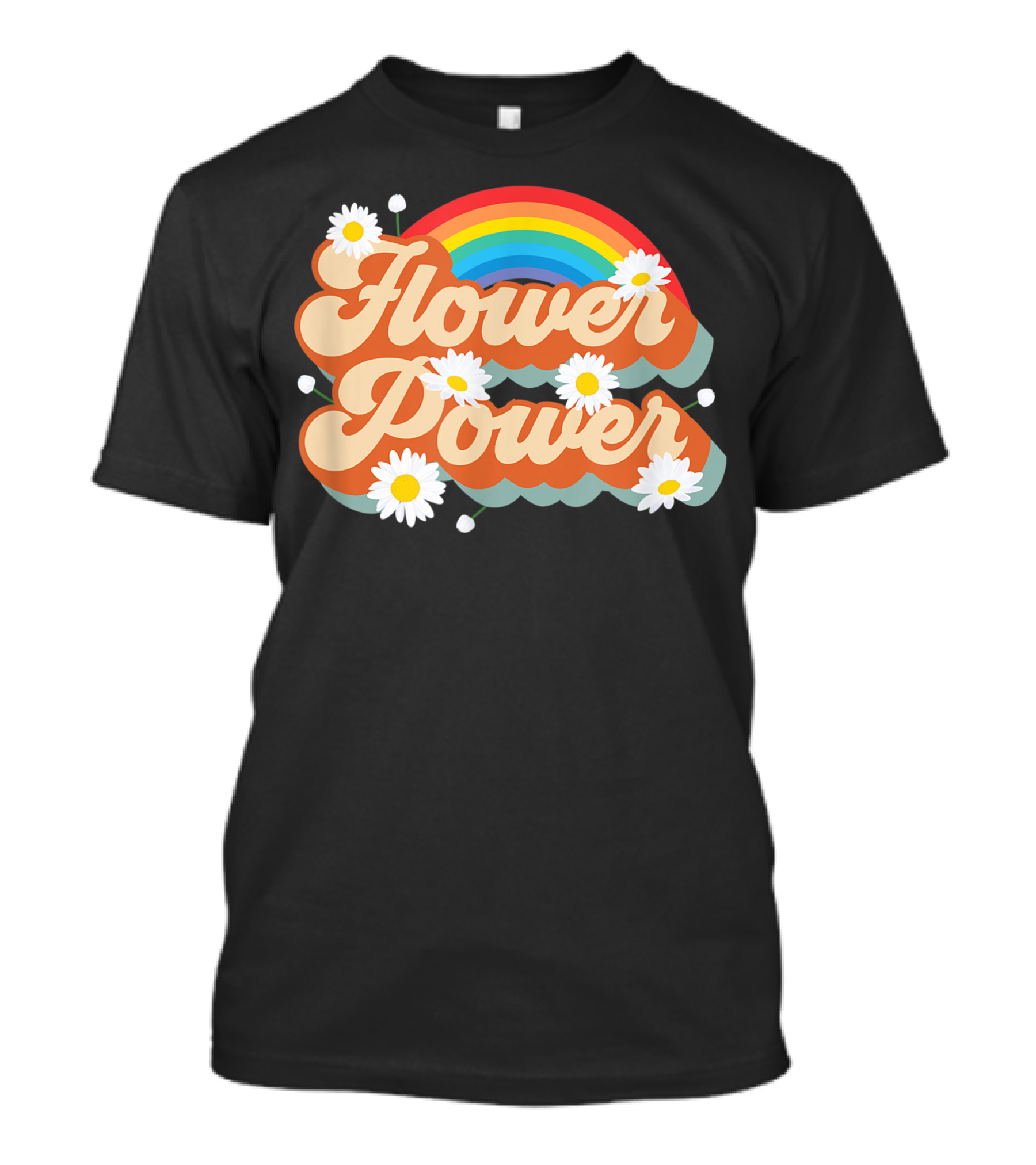 Daisy Flower Power 70s Style Rainbow Hippie Retro T-Shirt