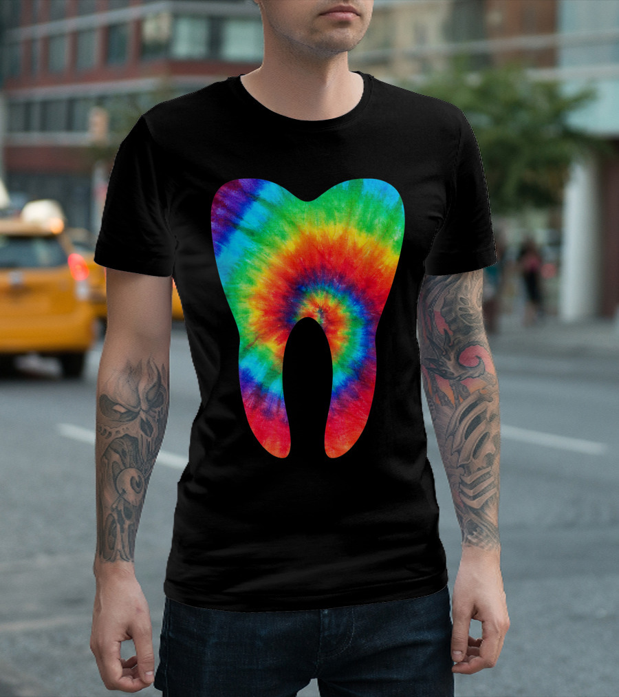 Vibrant Tie Dye Rainbow Tooth Hippie Costume T-Shirt