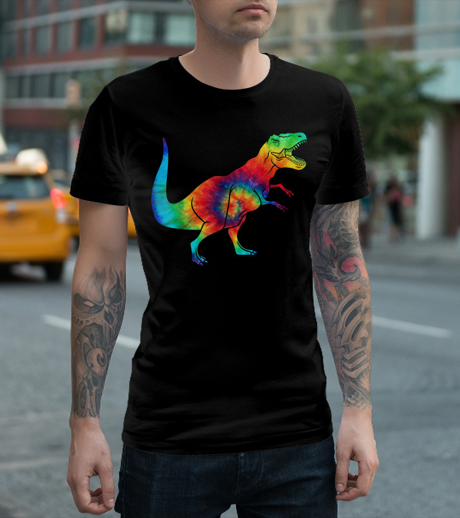 Dinosaur Trex Ocean Tie Dye Rainbow Hippie Costume T-Rex Psychedelic T-Shirt