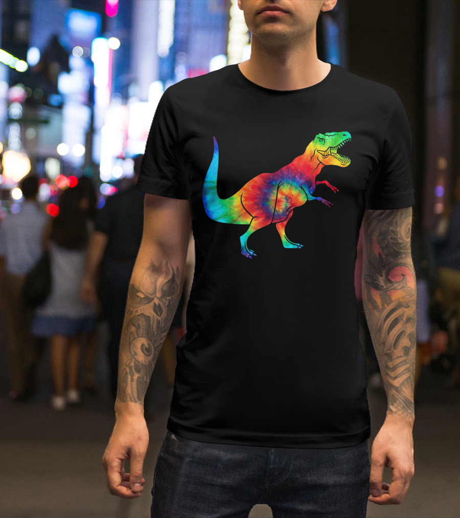 Dinosaur Trex Ocean Tie Dye Rainbow Hippie Costume T-Rex Psychedelic T-Shirt