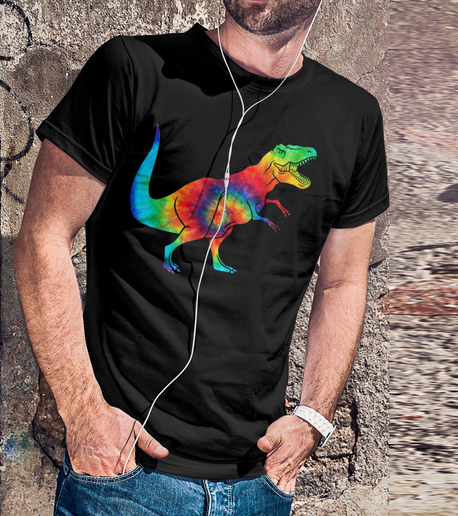 Dinosaur Trex Ocean Tie Dye Rainbow Hippie Costume T-Rex Psychedelic T-Shirt