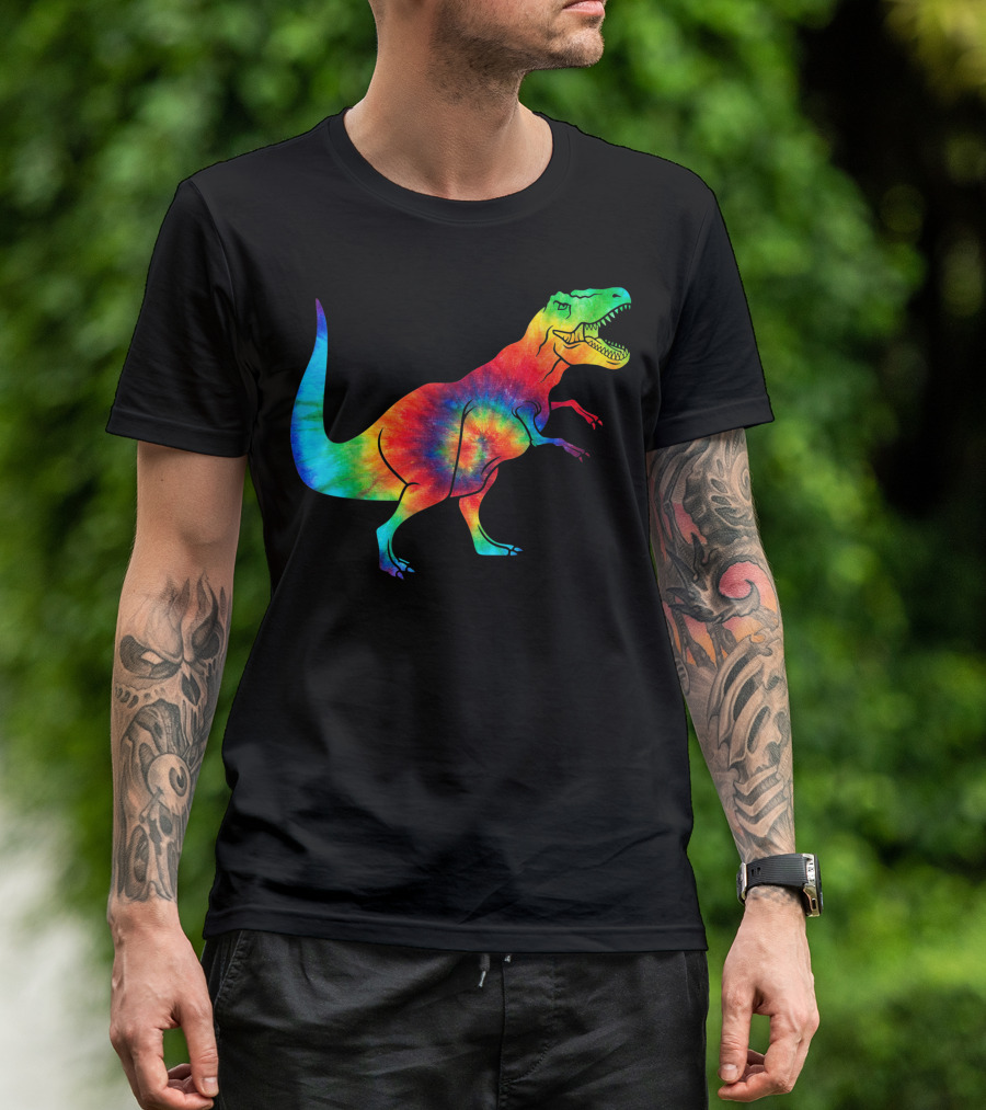 Dinosaur Trex Ocean Tie Dye Rainbow Hippie Costume T-Rex Psychedelic T-Shirt