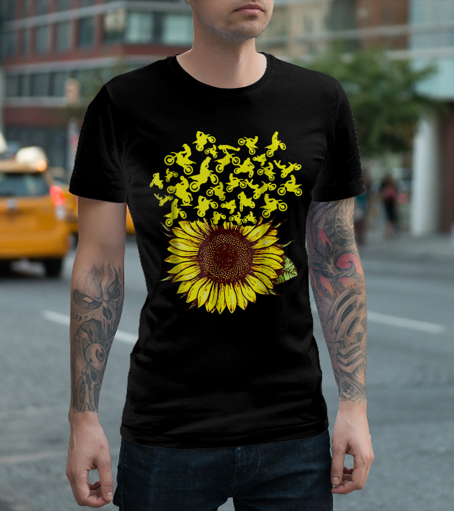 Dirt Bike Sunflower Hippie Sunflower Motocross Blooms T-Shirt