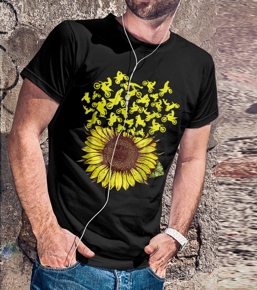 Dirt Bike Sunflower Hippie Sunflower Motocross Blooms T-Shirt