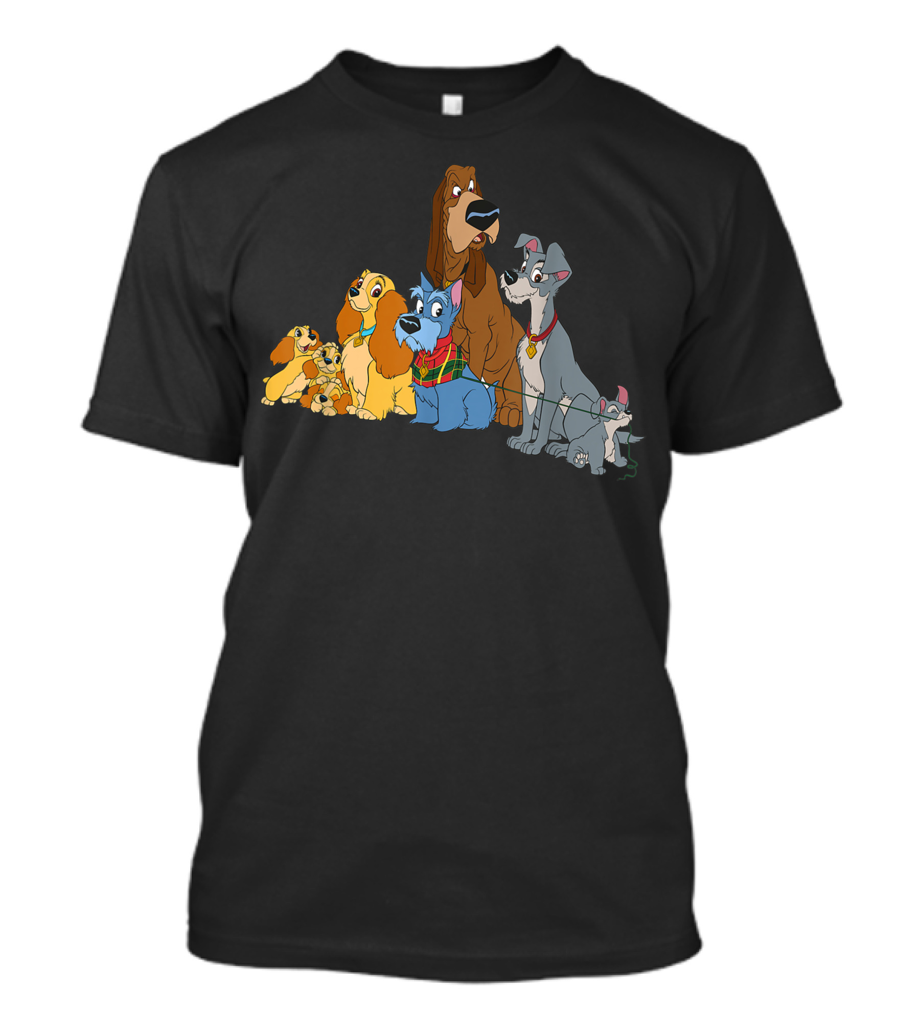 Disney Lady And The Tramp Classic Dog Characters Illustrated Group T-Shirt