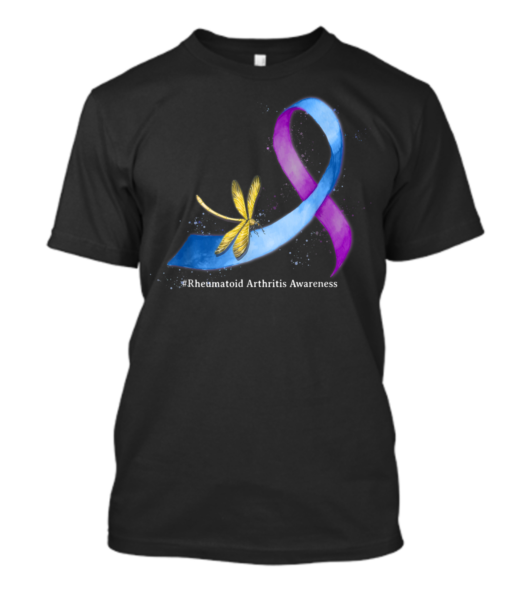Dragonfly With Purple And Blue Ribbon For Rheumatoid Arthritis Awareness T-Shirt