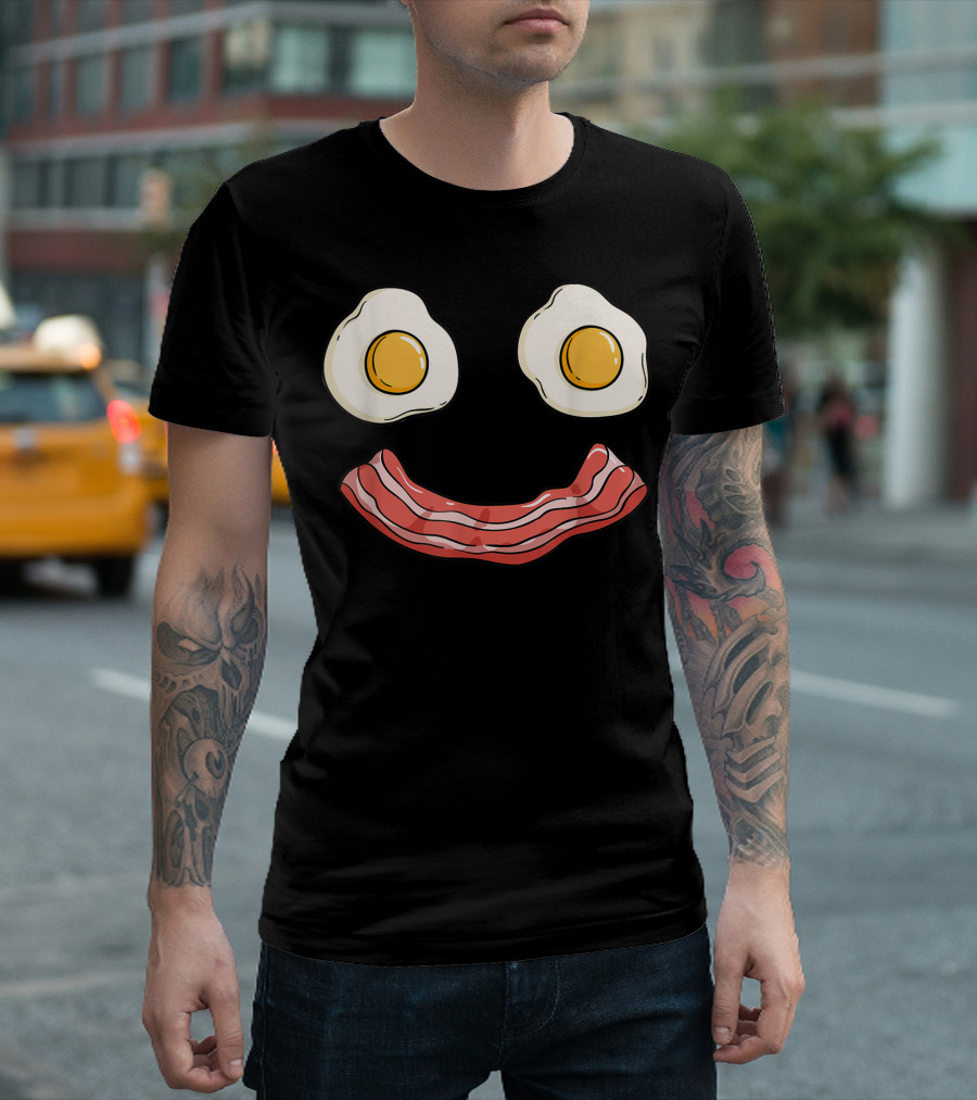 Eggs And Bacon Happy Face Breakfast Smile T-Shirt