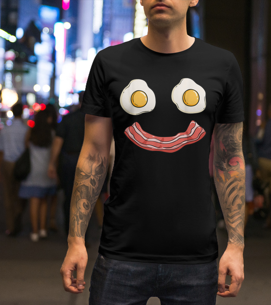 Eggs And Bacon Happy Face Breakfast Smile T-Shirt