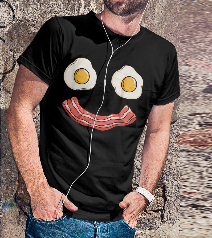 Eggs And Bacon Happy Face Breakfast Smile T-Shirt