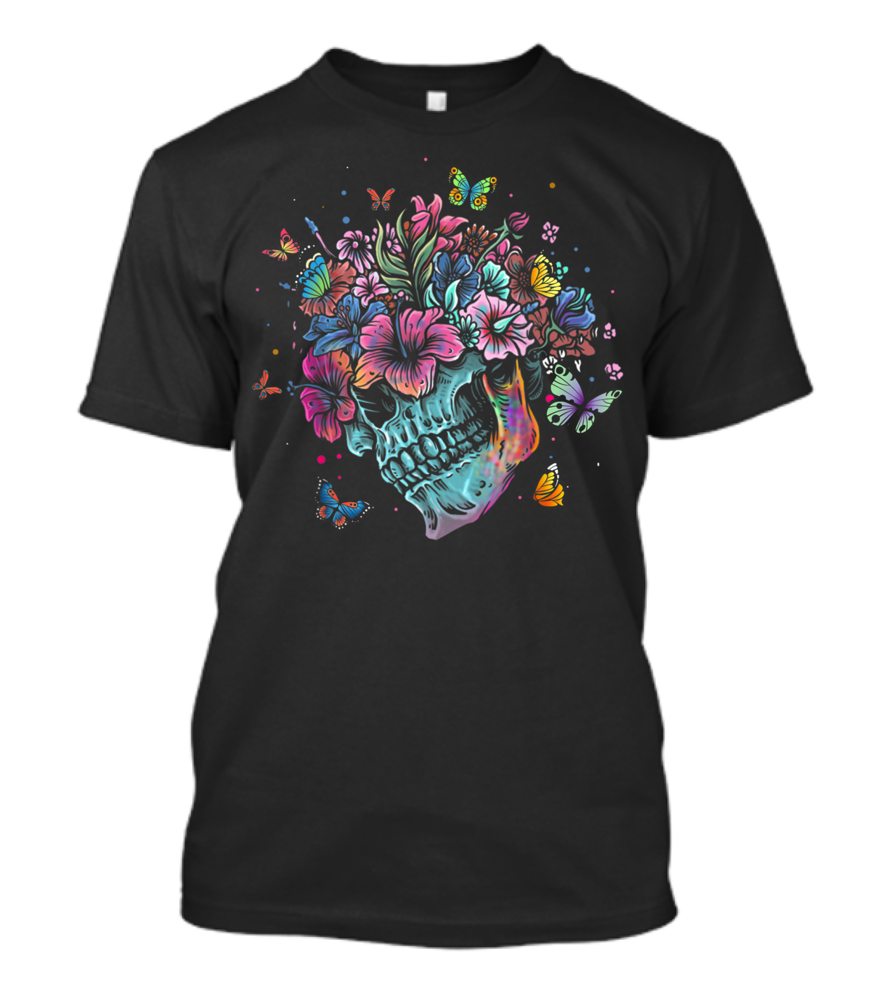 Floral Butterfly Skull Halloween Hippie Flower Costume T-Shirt