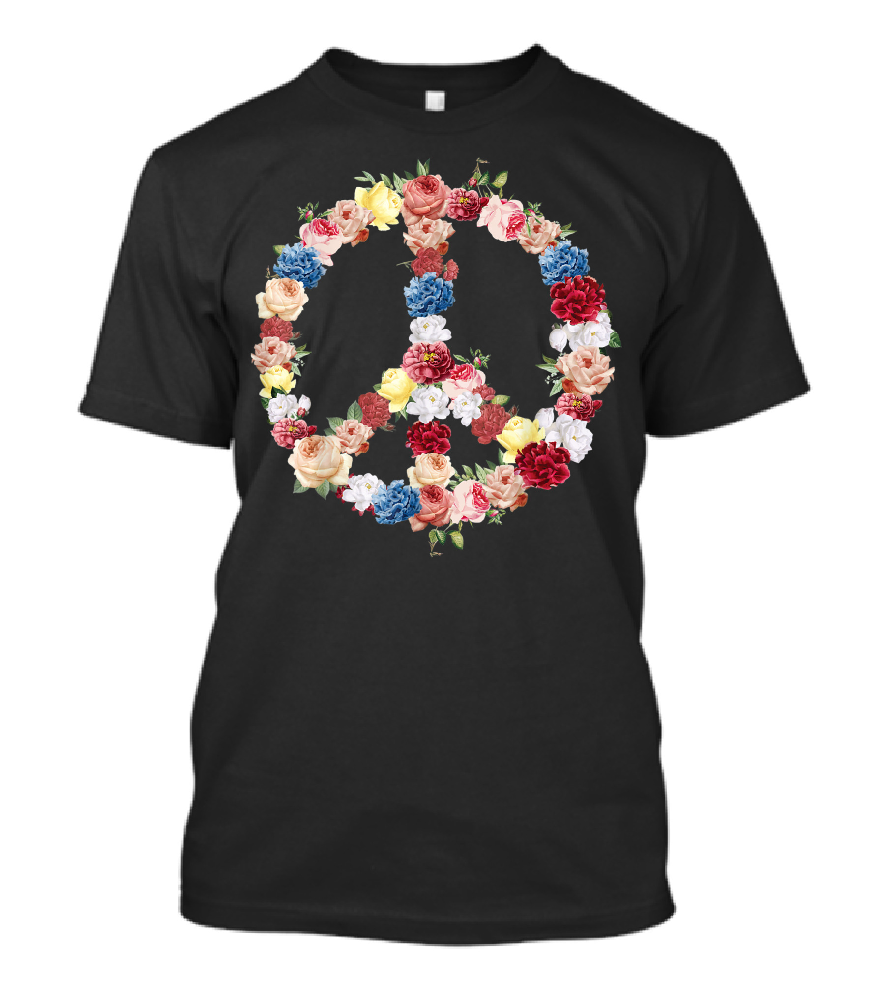 Peace Symbol With Colorful Spring Floral Arrangement T-Shirt