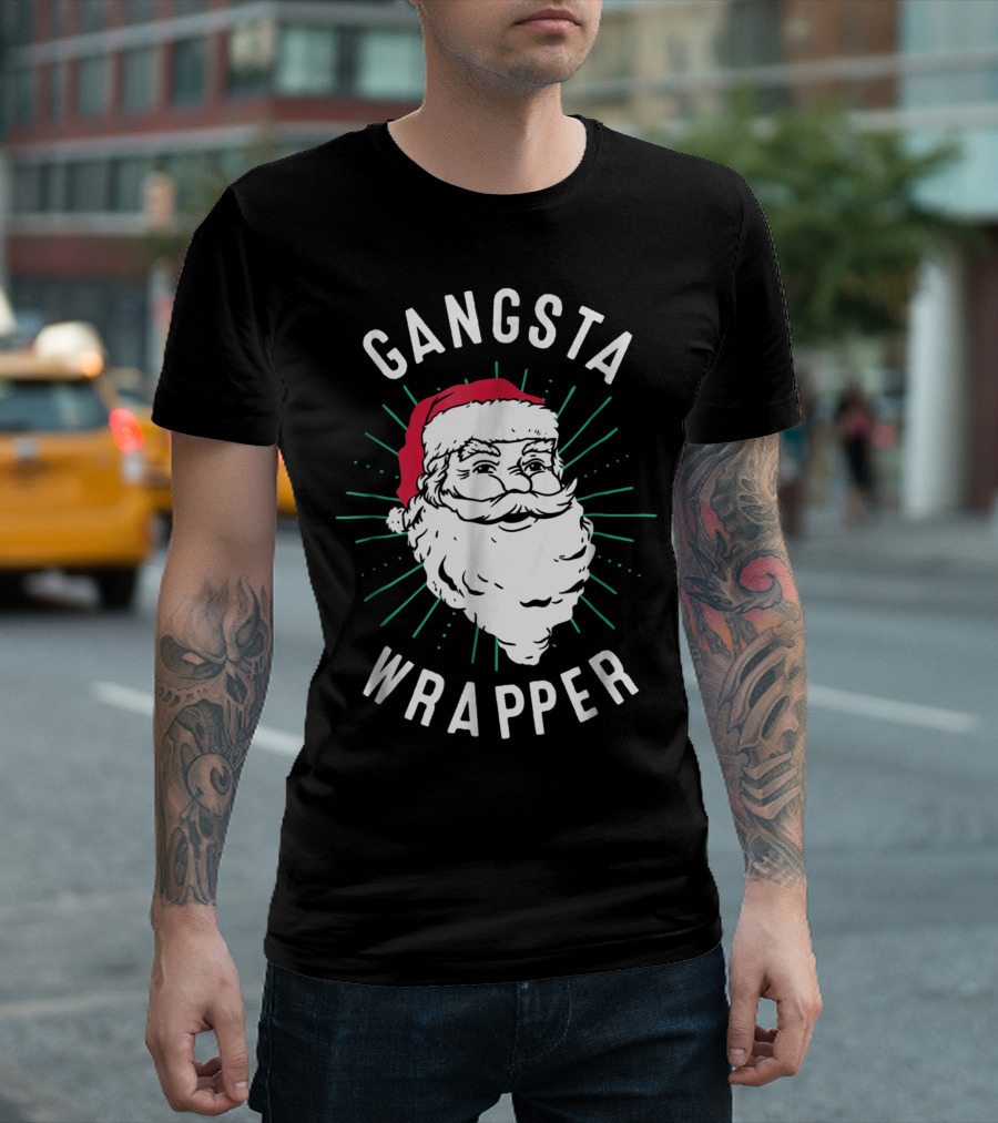 Gangsta Wrapper Santa Christmas Santa Claus Iconic Holiday Humor T-Shirt