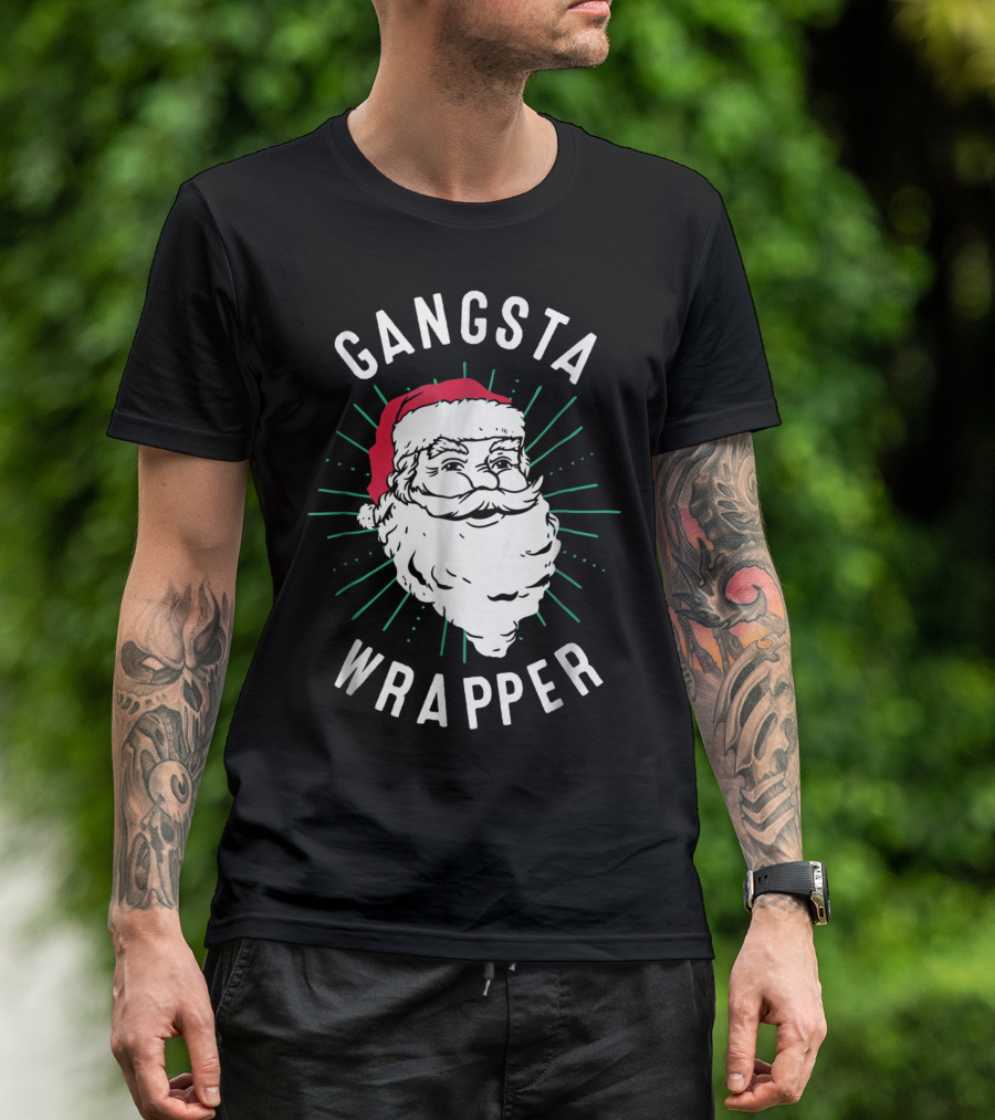 Gangsta Wrapper Santa Christmas Santa Claus Iconic Holiday Humor T-Shirt