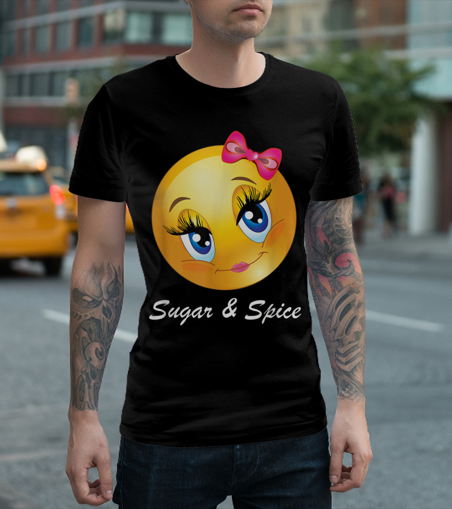 Sugar And Spice Cute Emoji Blue Eyes Pink T-Shirt