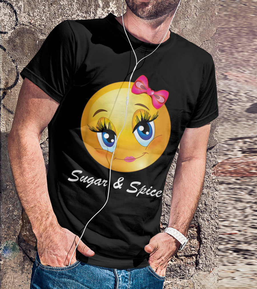 Sugar And Spice Cute Emoji Blue Eyes Pink T-Shirt