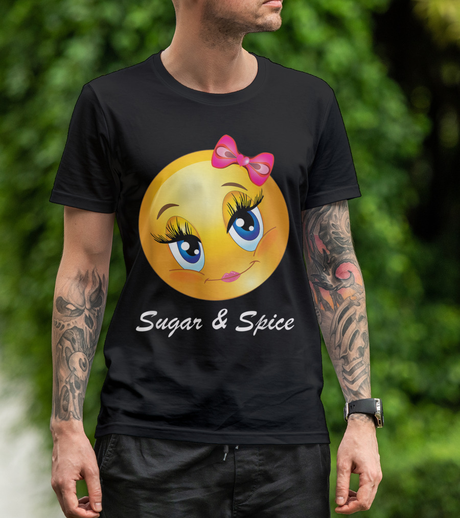 Sugar And Spice Cute Emoji Blue Eyes Pink T-Shirt