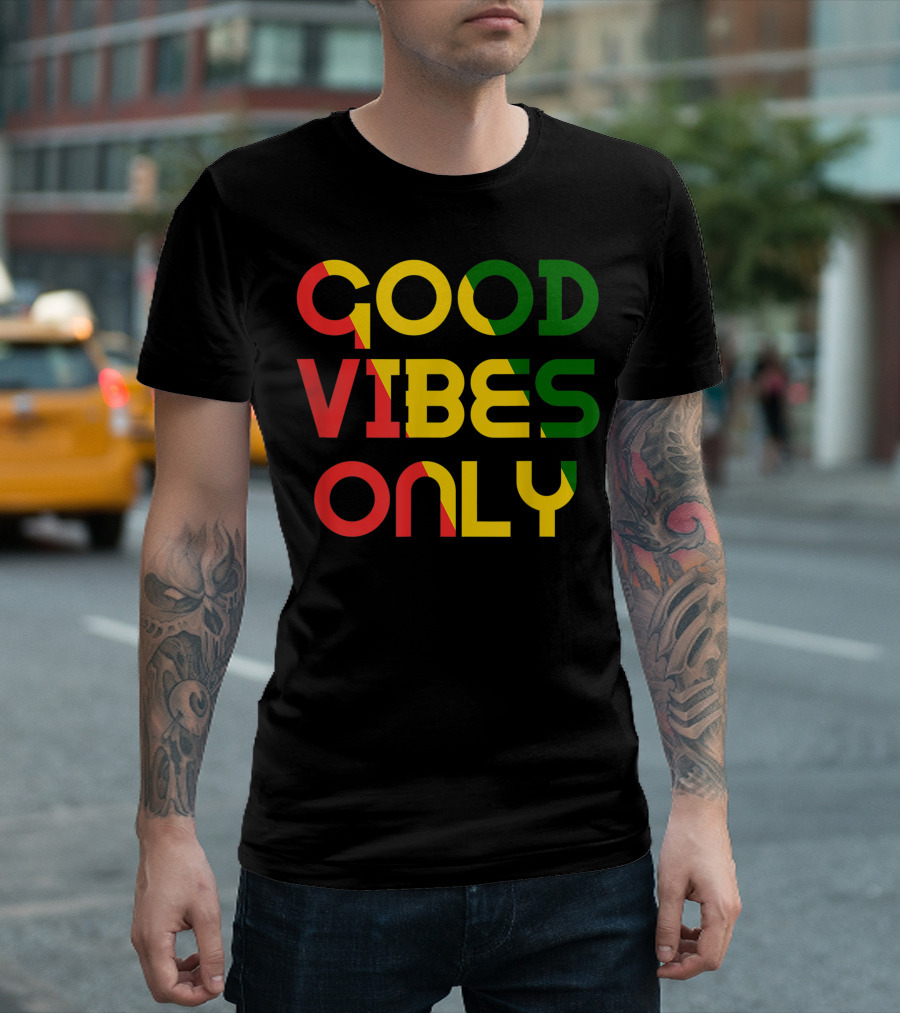 Good Vibes Only Rasta Reggae Roots Flag T-Shirt