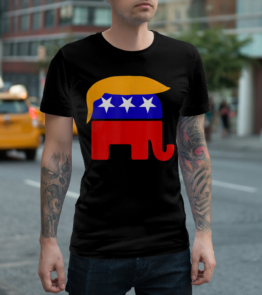GOP Republican Elephant Donald Trump Hair Stars Iconic T-Shirt