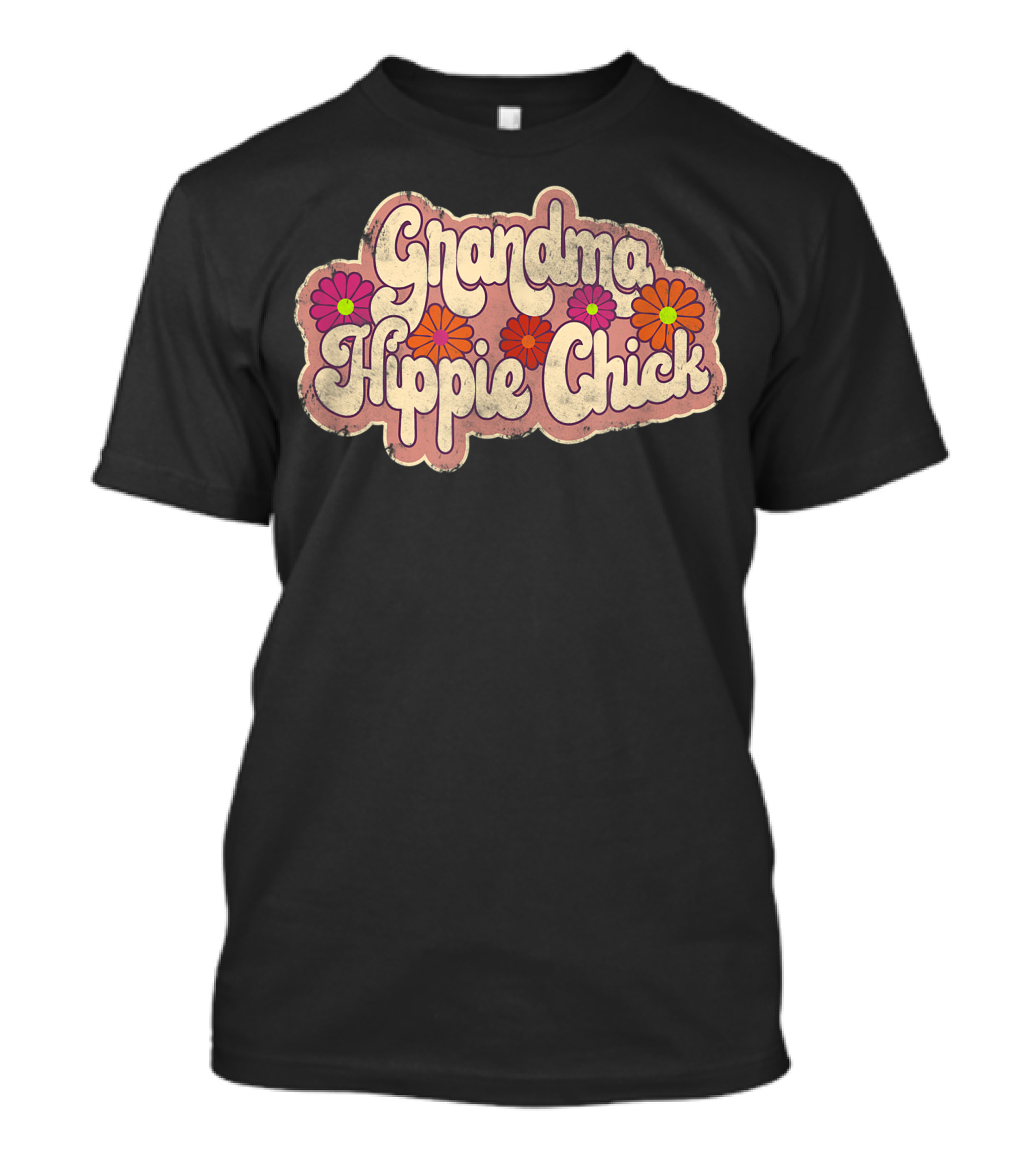 Grandma Hippie Chick Floral Retro Vibes T-Shirt