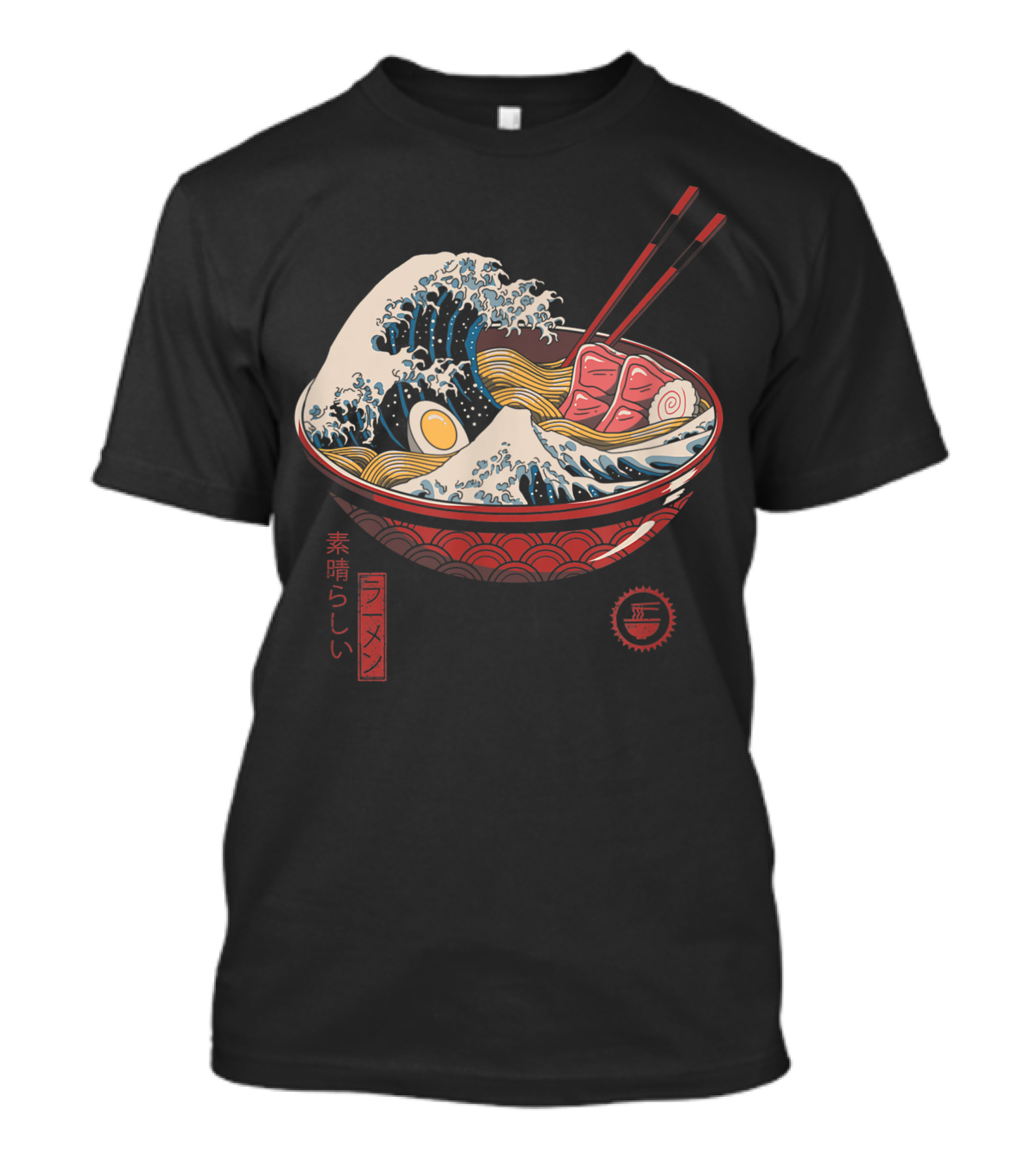 Great Ramen Wave Kanagawa Style Noodles Bowl Katsushika Hokusai Fusion T-Shirt