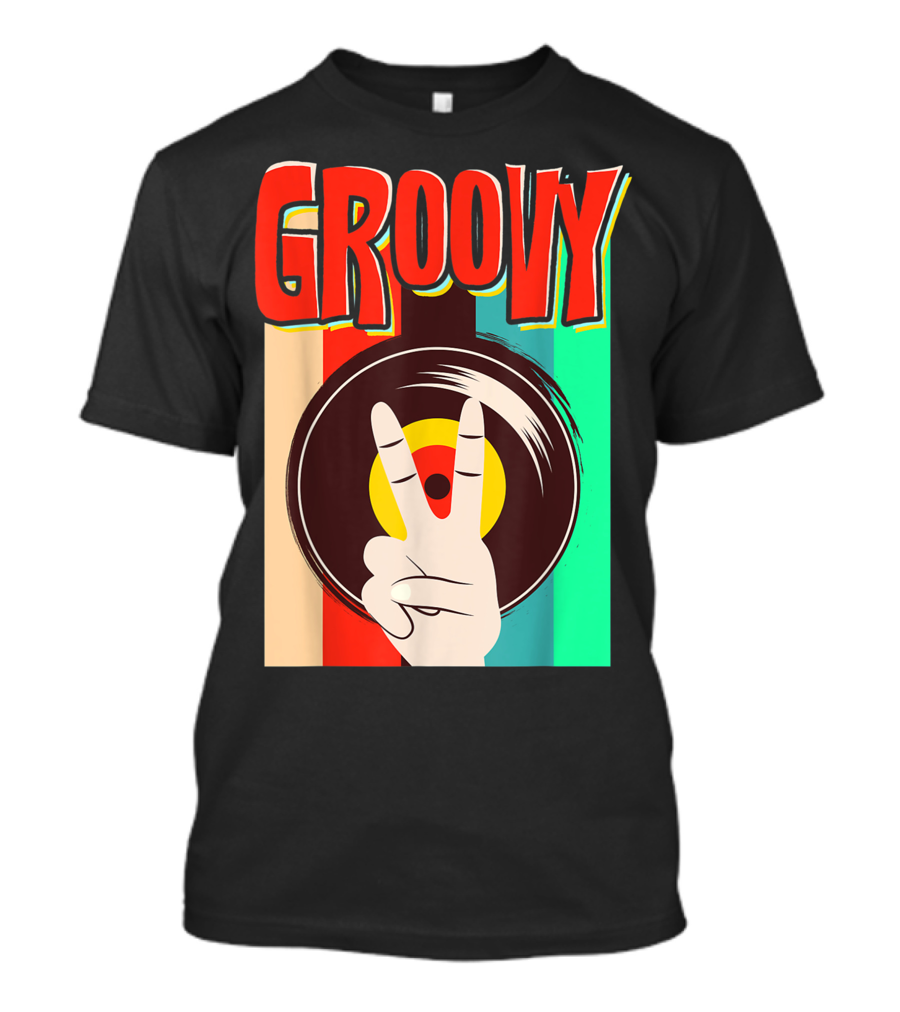 Groovy 70s Vintage Tie Dye Peace Vinyl Record T-Shirt