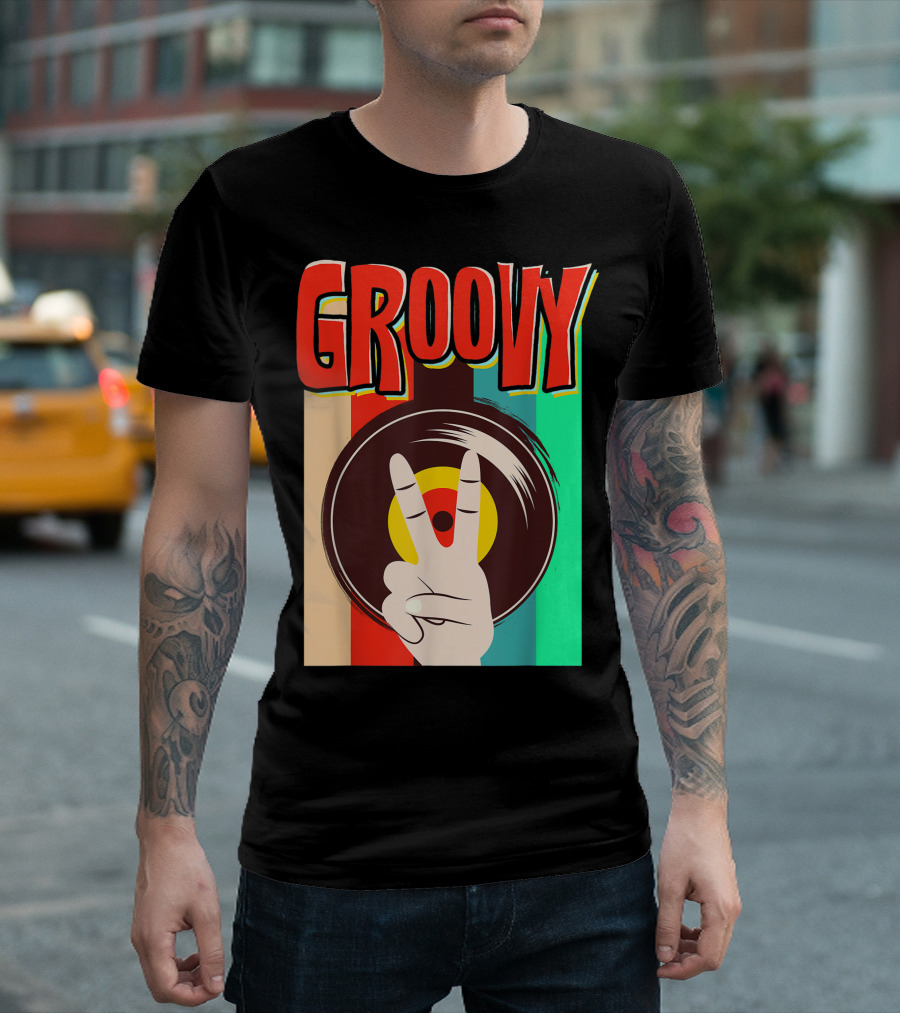 Groovy 70s Vintage Tie Dye Peace Vinyl Record T-Shirt
