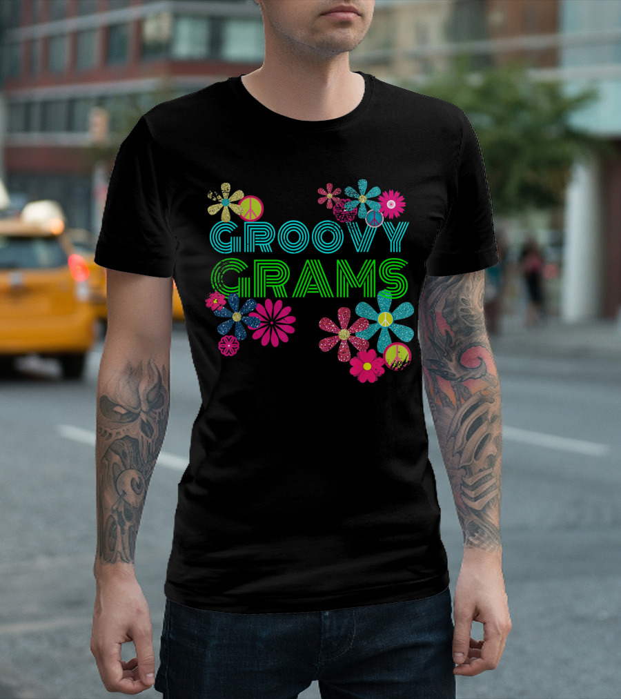 Groovy Grams Vibrant Hippie Flower Peaceful Blossom T-Shirt