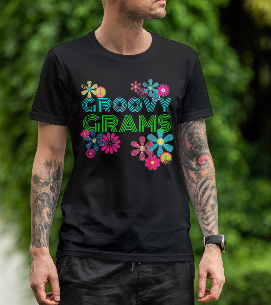 Groovy Grams Vibrant Hippie Flower Peaceful Blossom T-Shirt