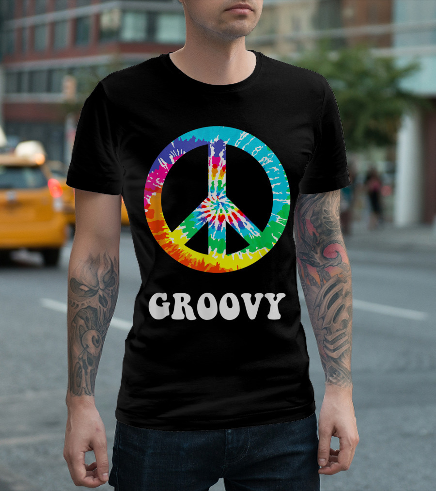 Groovy Tie Dye Peace Sign Hippie 60s T-Shirt