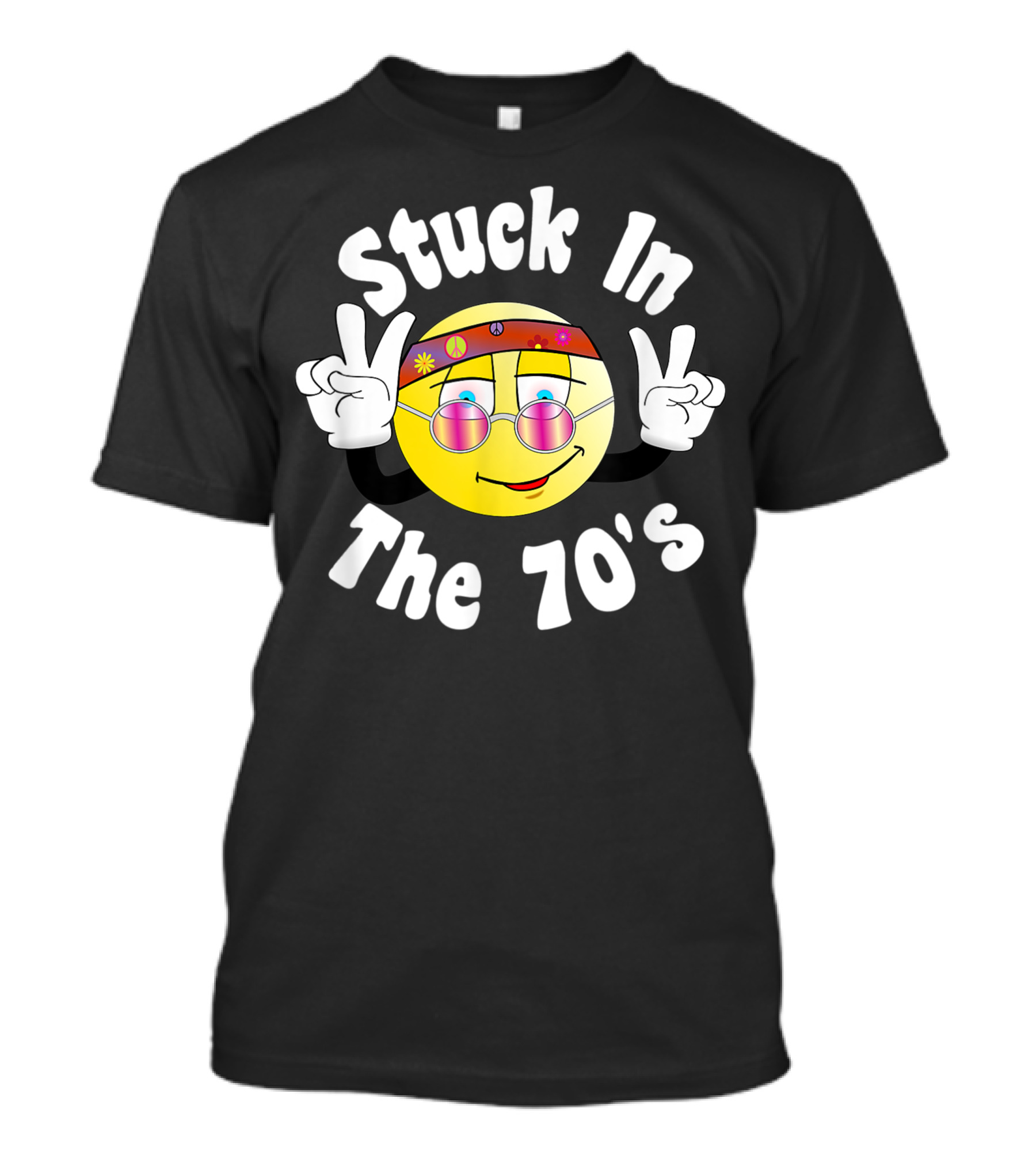 Stuck In The 70s Groovy Seventies Peace Emoji T-Shirt