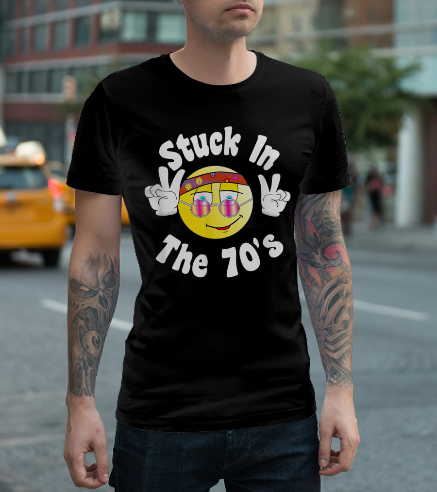 Stuck In The 70s Groovy Seventies Peace Emoji T-Shirt