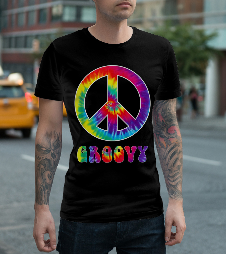 Groovy Tie Dye Peace Sign Hippy T-Shirt