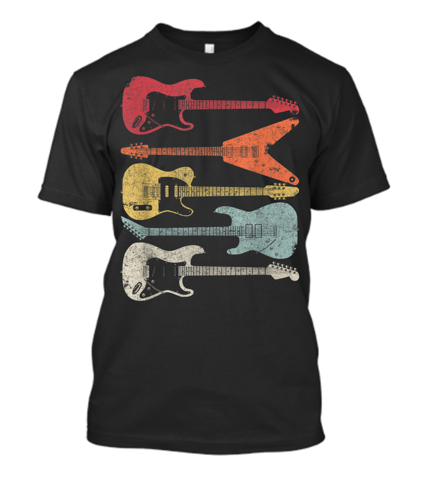 Guitar Style For Guitarist Vintage Multi-Color Electric Guitars T-Shirt