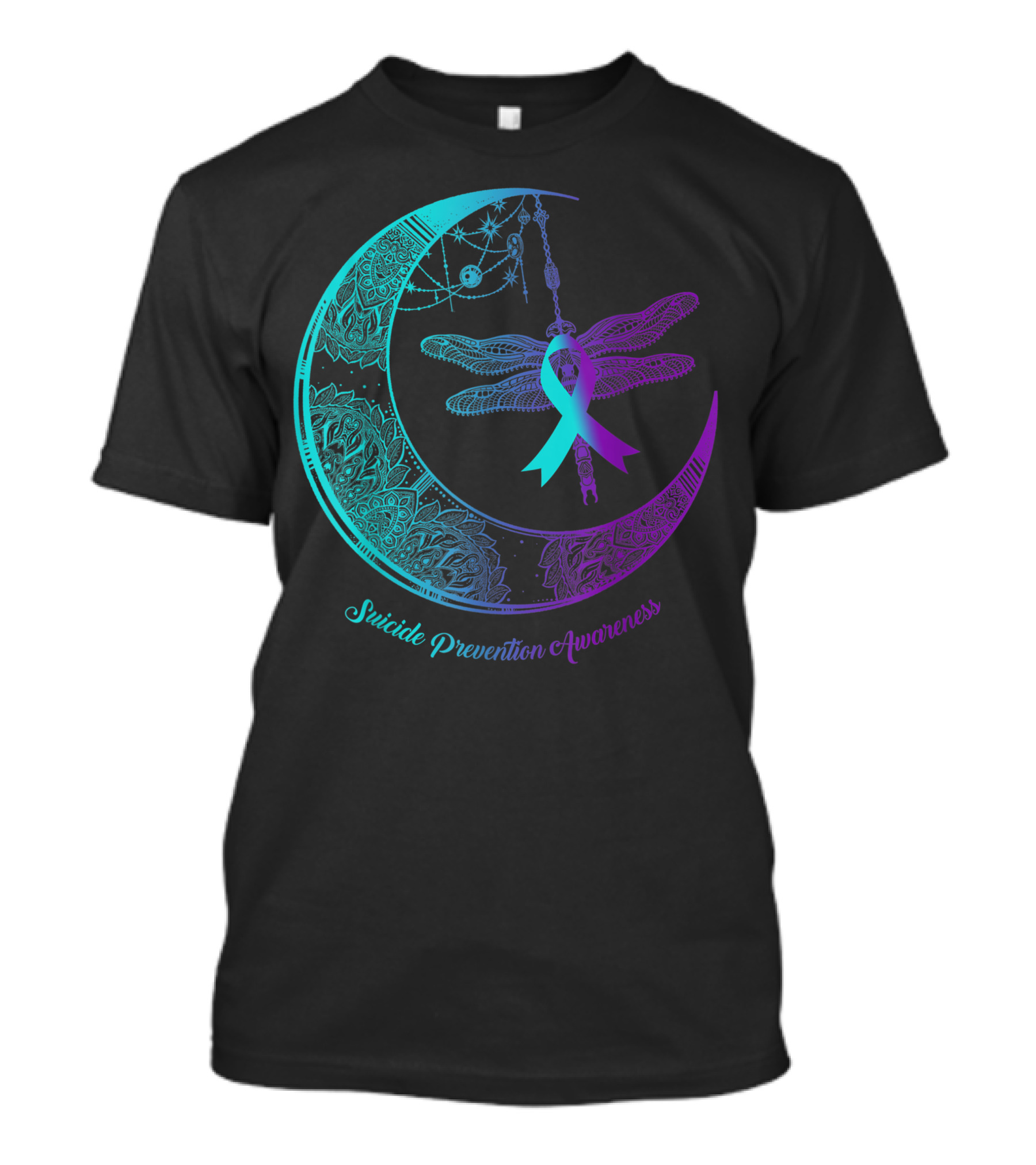 Henna Moon Dragonfly Suicide Prevention Awareness T-Shirt